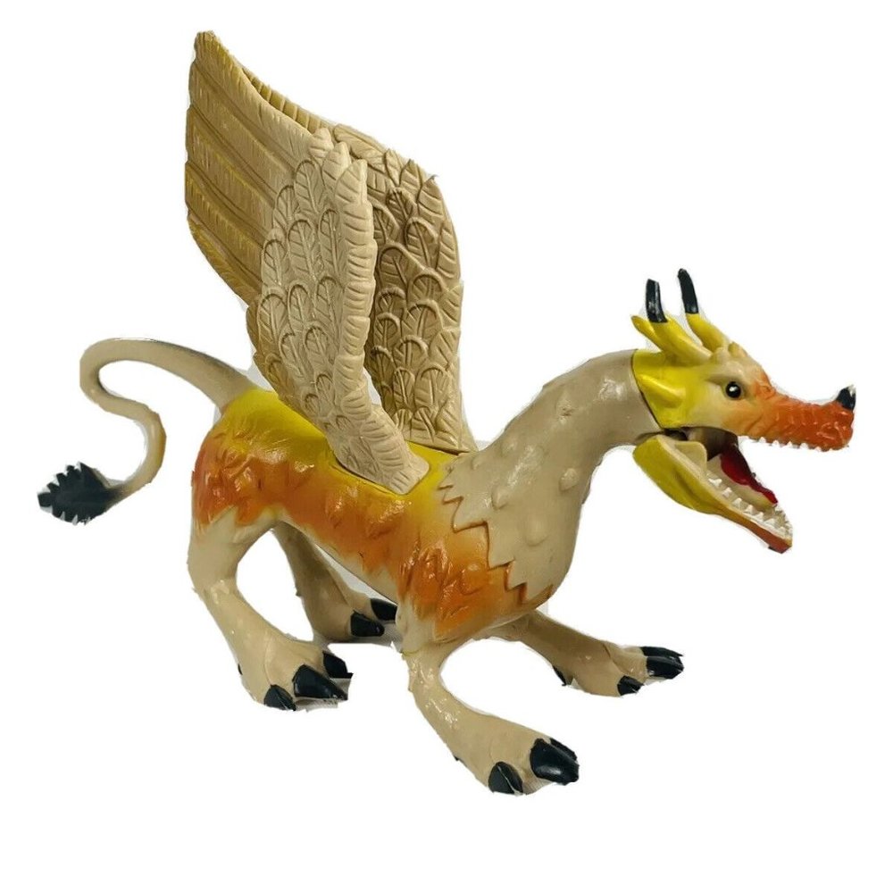 Winged Dragon Figure MB Wolvering Holdings LLC 8” Length Tan Orange Yellow